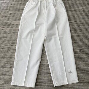 Natalie & Me Weekend Vintage White  Wide Ankle  Pant Eyelet Trim Large
